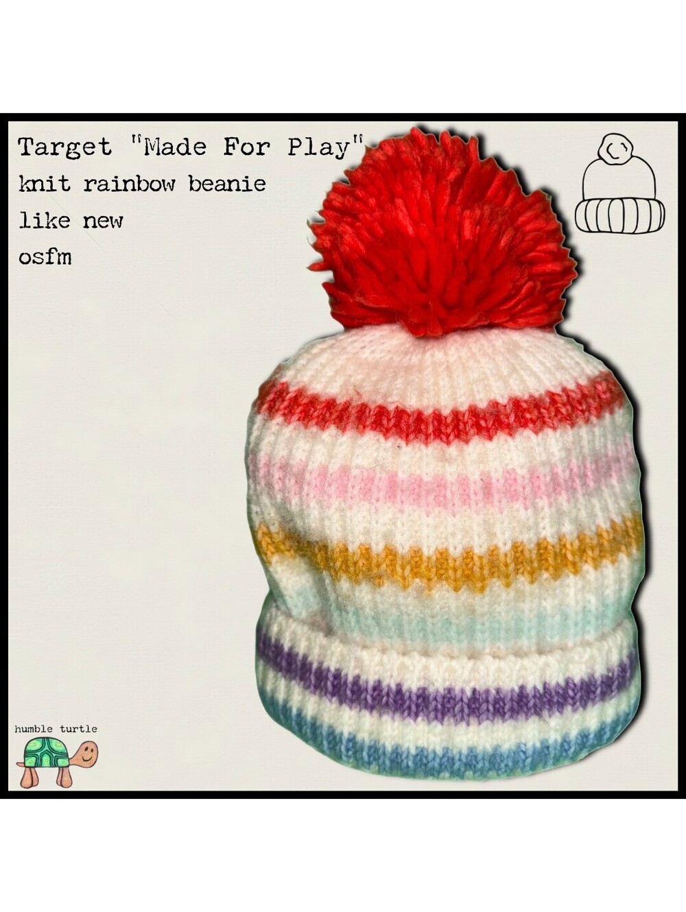 Target Made For Play Knit Rainbow Beanie with Pom Pom